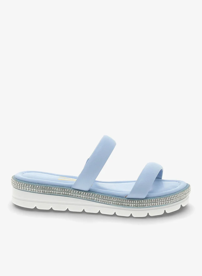 VIZZANO Women’s Flat Slip-On Sandals – Comfortable Everyday Casual Footwear