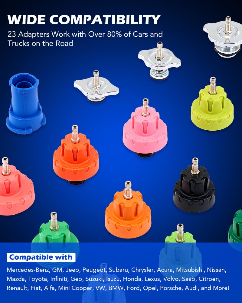 Orion Motor Tech Coolant Pressure Tester Kit, 31pc Master Coolant Vacuum Refill Kit with 23 Radiator Adapters, Radiator Cooling System Pressure Tester Kit with Vacuum Pump Vacuum Purge & Refill Tool - Image 4