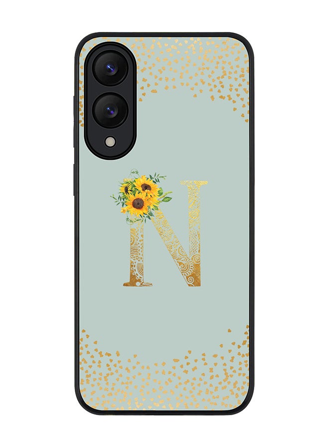 Stylizedd For Samsung Galaxy S25 Edge Case,Slim fit Camera Protection, Shockproof Thin Phone cover  - Custom Floral Monogram - N  (Light Grey )