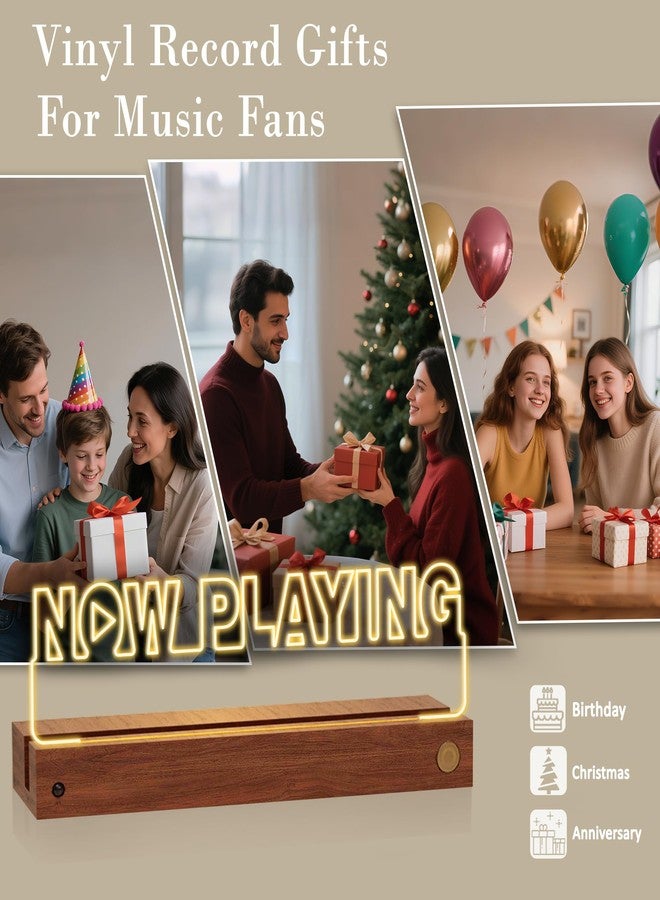OkiyiD Light Up Now Playing Vinyl Record Stand Wall Mount, Record Holder Wall Display Decor, LED Wooden Base 16 Color Changing with Remote Control,Vinyl Album Storage Gifts for Music Lovers Room Decor - Image 5
