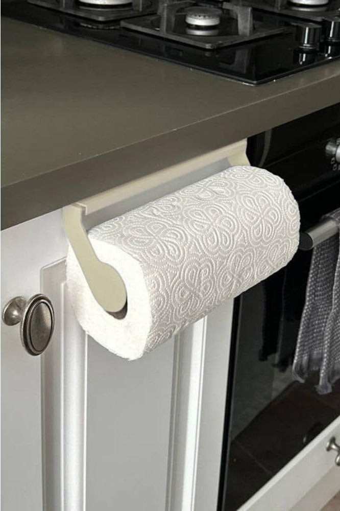 Primanova Paper towel rack under cabinet & wall mounted roll paper holder for kitchen & bathroom plastic beige  - Image 2