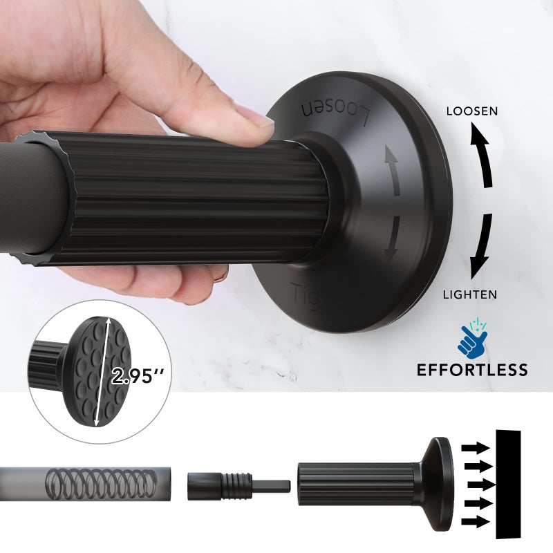 Umimile Tension Curtain Rod, 51-165 Inch,Spring Shower Closet for Windows or Shower,Easy to Install, No Drilling, Rust, Bathroom, Rod Diameter 1.26 Inches, Black,Umimile - Image 4