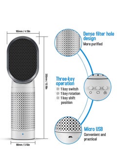 Generic Portable Air Purifier and Ionizer with True HEPA Filter,for Home Desktop and Office,Removes 99.9% of Dust (White)  - Image 2