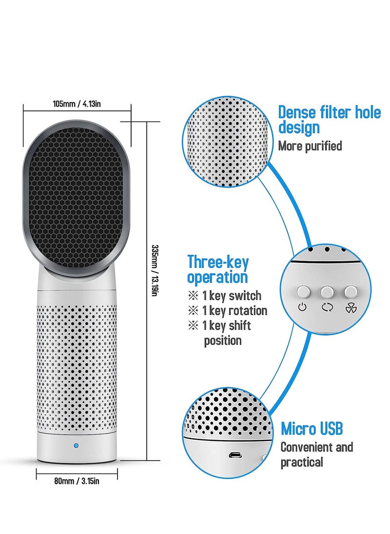 Generic - Portable Air Purifier and Ionizer with True HEPA Filter,for Home Desktop and Office,Removes 99.9% of Dust (White) - Image 1