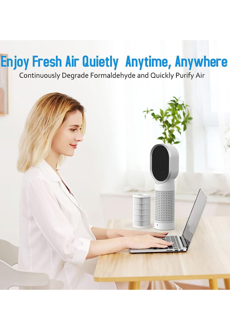 Generic - Portable Air Purifier and Ionizer with True HEPA Filter,for Home Desktop and Office,Removes 99.9% of Dust (White) - Image 1