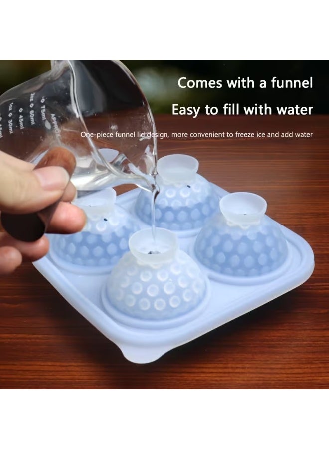 Goolsky Ice Mold, Large Spherical Silicone Round Ice Mold, Ice Cube Tray with Clear Funnel Lid, Makes 4 Disco Ball Ice Cubes, Ice Cube Tray Making Ice Round Ice Cubes for Whiskey Cocktails And Juices, Keep Drinks Cool with Bar Ice Cube Tray - Image 2