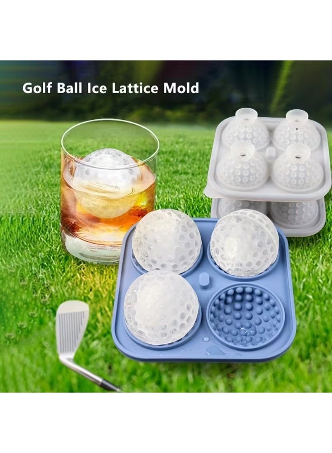 Ice Mold, Large Spherical Silicone Round Ice Mold, Ice Cube Tray with Clear Funnel Lid, Makes 4 Disco Ball Ice Cubes, Ice Cube Tray Making Ice Round Ice Cubes for Whiskey Cocktails And Juices, Keep Drinks Cool with Bar Ice Cube Tray