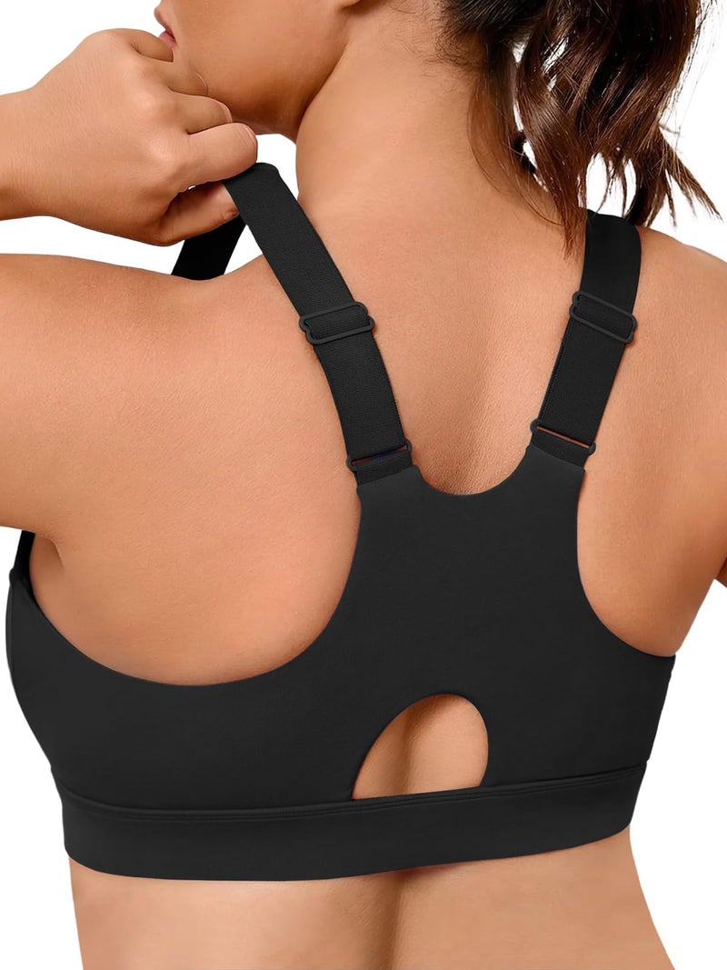 Plus Size Cloud Soft Racerback Sports Bra with Adjustable Straps and Removable Pads - Image 1
