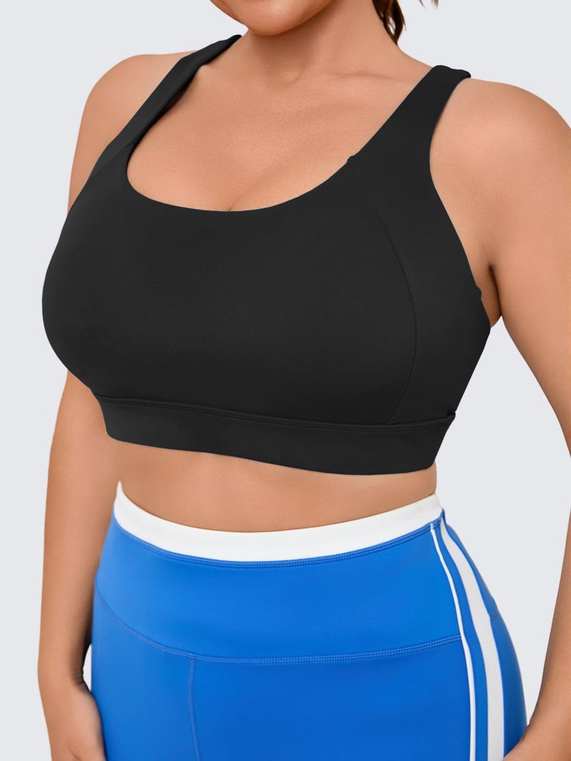 Plus Size Cloud Soft Racerback Sports Bra with Adjustable Straps and Removable Pads - Image 4