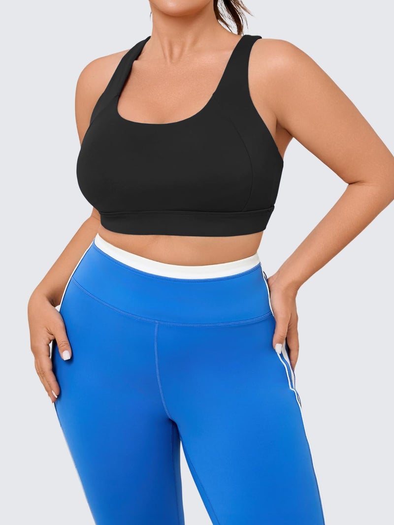 Plus Size Cloud Soft Racerback Sports Bra with Adjustable Straps and Removable Pads - Image 3