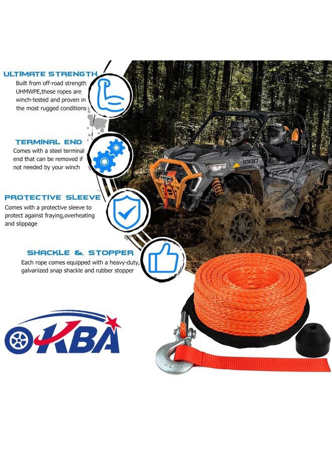 OKBA Synthetic Winch Rope,1/4" x 50' 9500LBS Synthetic Winch Line Cable Rope with Hook,Stopper,Protecing Sleeve for 4WD Off Road ATV UTV SUV Motorcycle - Image 2