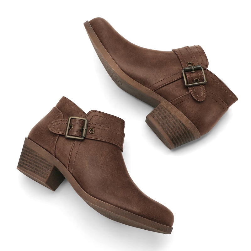 mysoft Women's Ankle Boots Low Chunky Stacked Heel Comfortable Round Toe booties with Side Zipper Shoes - Image 3