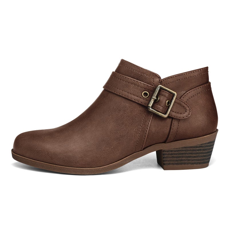 mysoft Women's Ankle Boots Low Chunky Stacked Heel Comfortable Round Toe booties with Side Zipper Shoes - Image 2