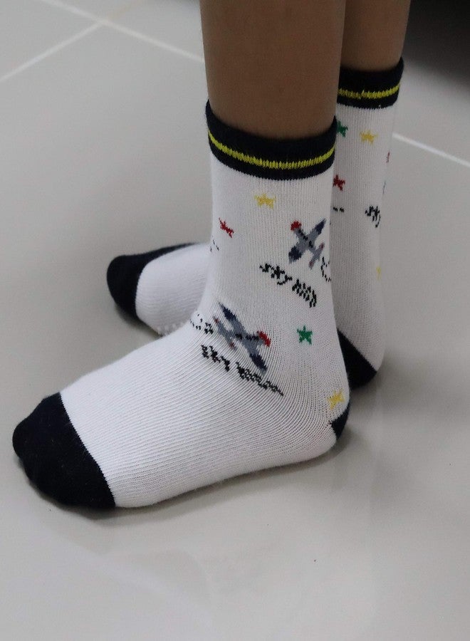 RATIVE RB-71317 Non Skid Anti Slip Slipper Cotton Striped Crew Dress Socks with Grips for Baby Toddler Boys (18-36 Months, 12 designs/RB-913915) - Image 5
