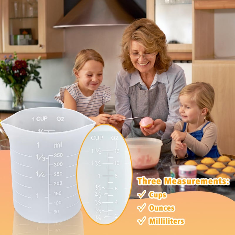 Palksky Silicone Cups for Melting Chocolate, 4PCS Silicone Measuring Cups with 350ml Capacity, Reusable Baking Supplies for DIY Chocolate Molds - Image 4