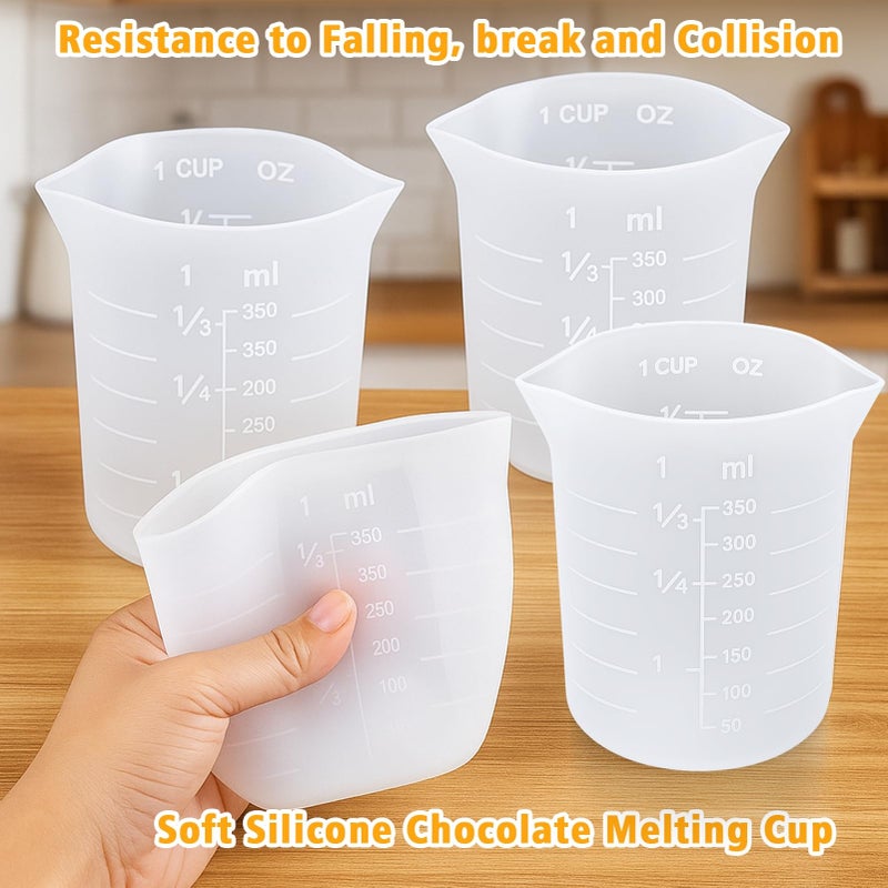 Palksky Silicone Cups for Melting Chocolate, 4PCS Silicone Measuring Cups with 350ml Capacity, Reusable Baking Supplies for DIY Chocolate Molds - Image 5