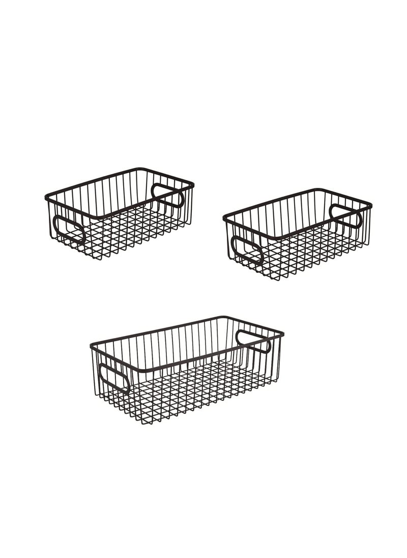 Go Hooked Go Hooked Basket Bin | Multipurpose | Metal Storage Organiser| Modern Wire Grid Design| Organising Cabinets, Bedroom, Kitchen, Bathroom, Garage | Combo Offer | Pack of 3 | 2 Pc 10 inch & 1 Pc 16 inch  - Image 1