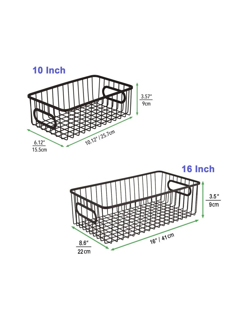 Go Hooked Go Hooked Basket Bin | Multipurpose | Metal Storage Organiser| Modern Wire Grid Design| Organising Cabinets, Bedroom, Kitchen, Bathroom, Garage | Combo Offer | Pack of 3 | 2 Pc 10 inch & 1 Pc 16 inch  - Image 2