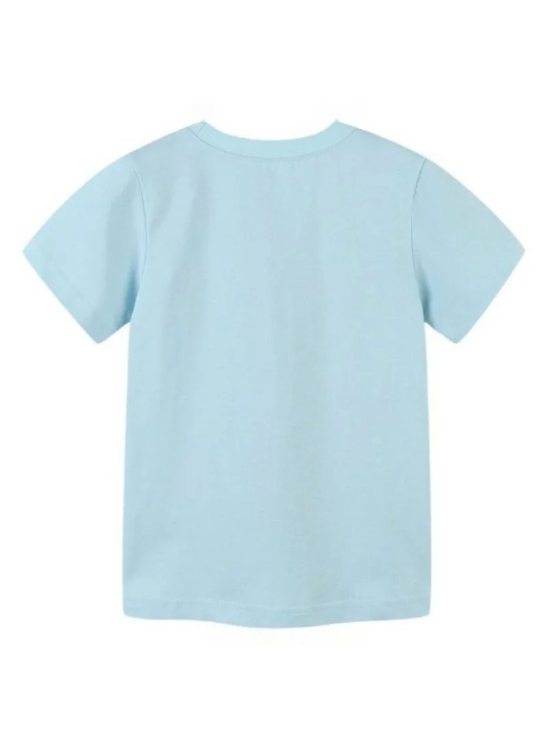 يونيكي Blue Graphic Printed Solid Round Neck Cotton T-shirt