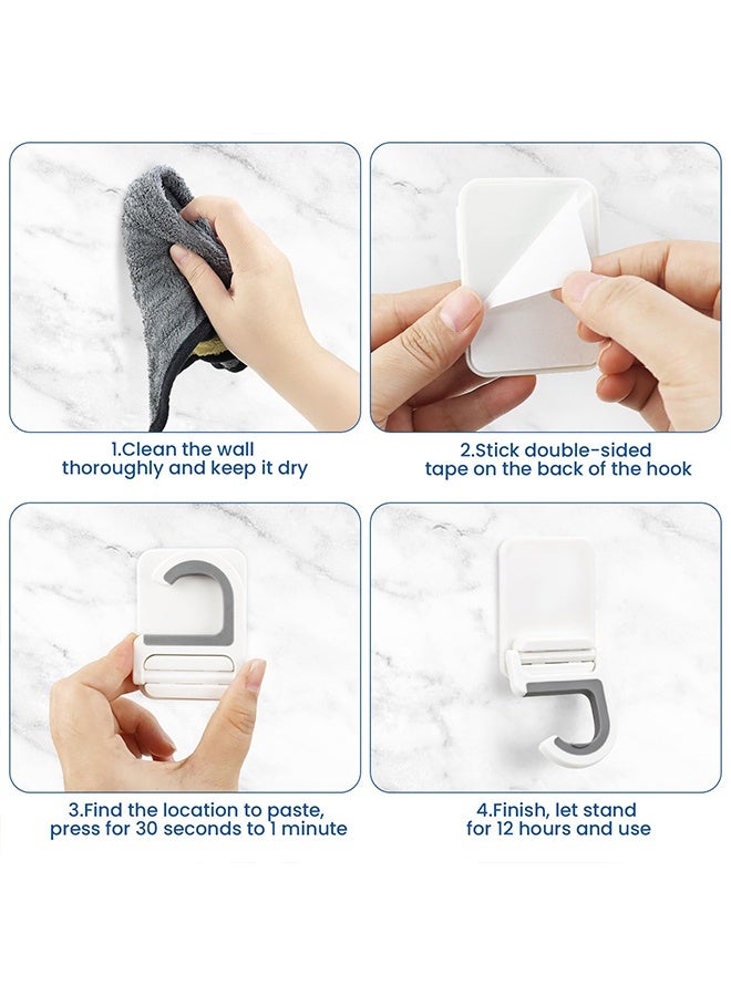 4 Pcs White Self-Adhesive Wall Mounted Broom and Mop Holder, Anti-Slip Gripper Cleaning Organizer, Multi-Purpose Mop Handle Hanger Hook for Kitchen, Bathroom, Garden & Garage Storage - Image 4