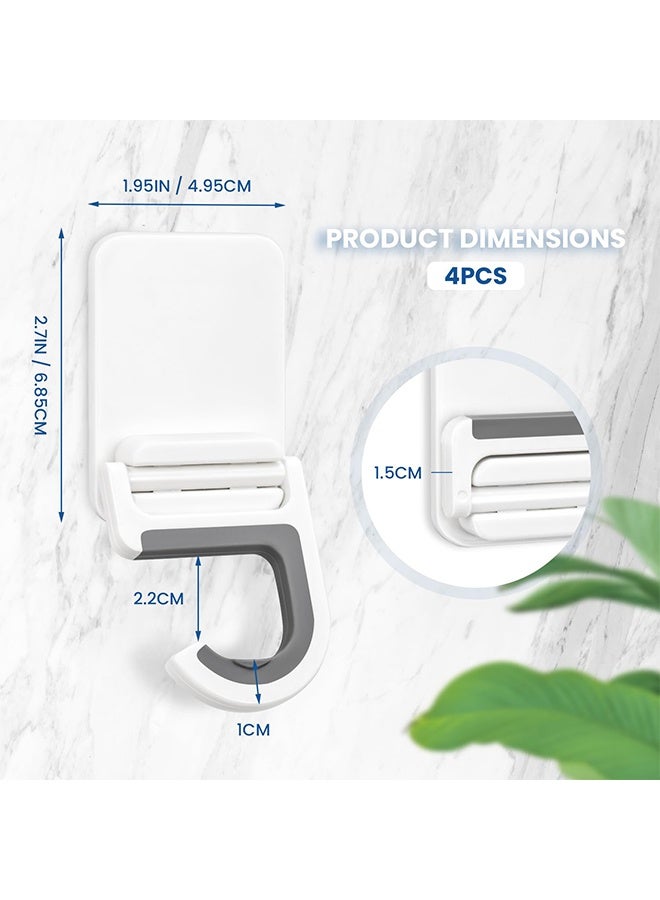 4 Pcs White Self-Adhesive Wall Mounted Broom and Mop Holder, Anti-Slip Gripper Cleaning Organizer, Multi-Purpose Mop Handle Hanger Hook for Kitchen, Bathroom, Garden & Garage Storage - Image 2