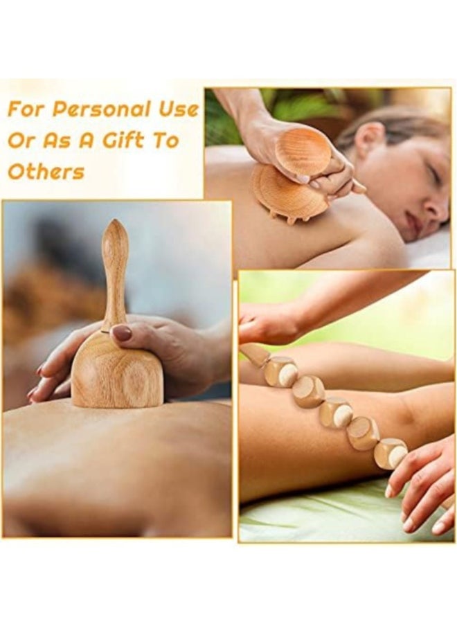 haleemy - 6 Pieces Wood Therapy Kit Massage Tools Maderoterapia Kit Wood Massager Roller Wood Gua Sha Manual Wooden Fascia Massage for Release Cellulite Muscle Blasting Pain Relief Body Sculpting Tools - Image 1