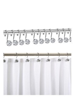 Y&D SYOSI Silver Metal Shower Curtain Hooks Rings Chrome for Liner Hollow Ball Rust Proof Accessories and Bathroom Rod 12PCS  - Image 1