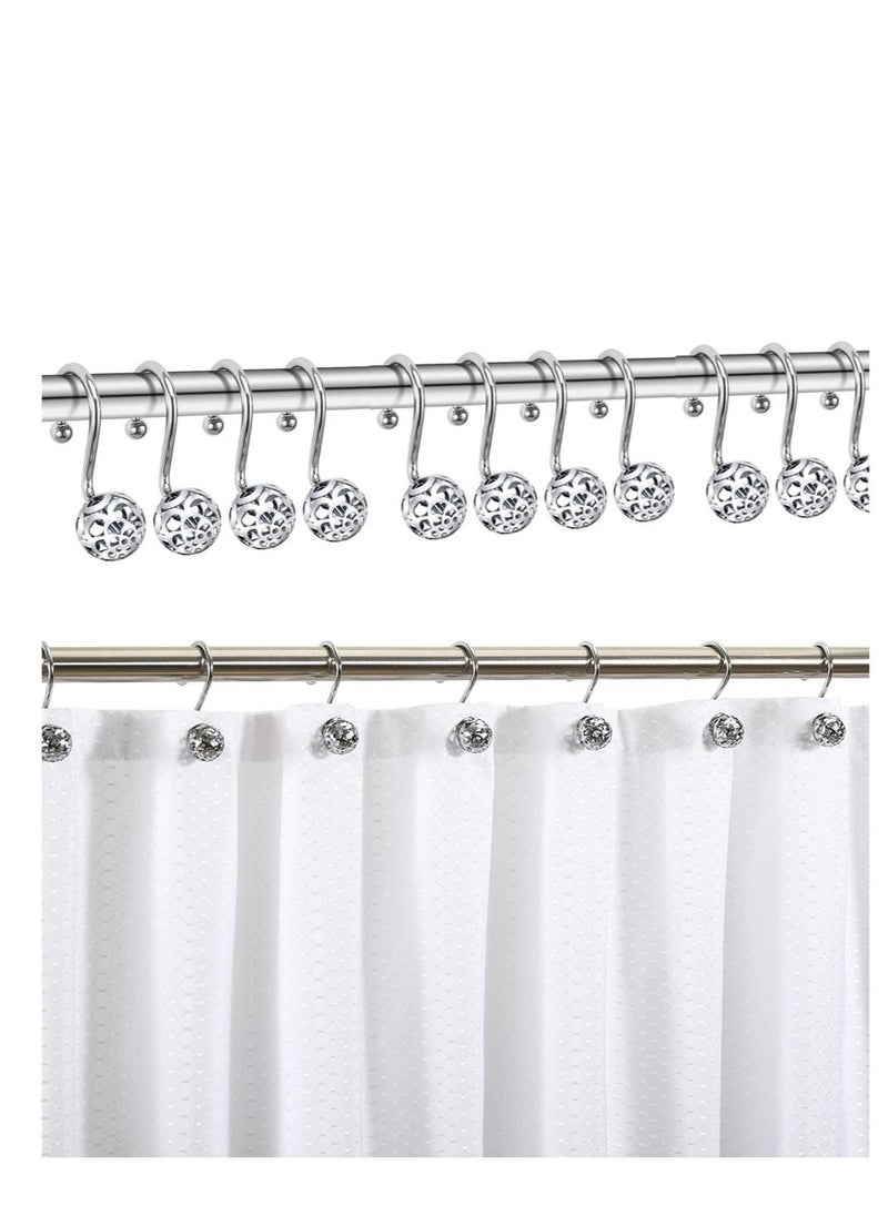 Y&D SYOSI Silver Metal Shower Curtain Hooks Rings Chrome for Liner Hollow Ball Rust Proof Accessories and Bathroom Rod 12PCS  - Image 1