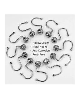 Y&D SYOSI Silver Metal Shower Curtain Hooks Rings Chrome for Liner Hollow Ball Rust Proof Accessories and Bathroom Rod 12PCS  - Image 5