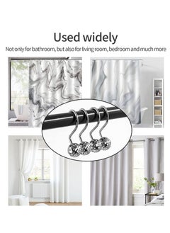 Y&D SYOSI Silver Metal Shower Curtain Hooks Rings Chrome for Liner Hollow Ball Rust Proof Accessories and Bathroom Rod 12PCS  - Image 4