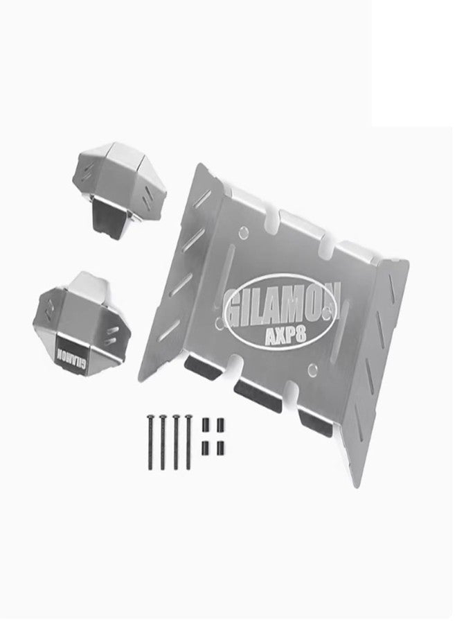 XinGeeek RC Stainless Steel Chassis Armor Front Centre Rear Protection Chassis Skid Plate for Axial 1/8 AXP8 Gilamon RC - Image 1