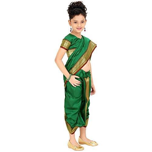 mylilprincess My Lil Princess Girls, Silk Blend _Kids Saree_Green_22_3-4 Years - Image 4
