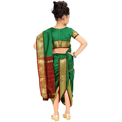 mylilprincess My Lil Princess Girls, Silk Blend _Kids Saree_Green_22_3-4 Years - Image 5