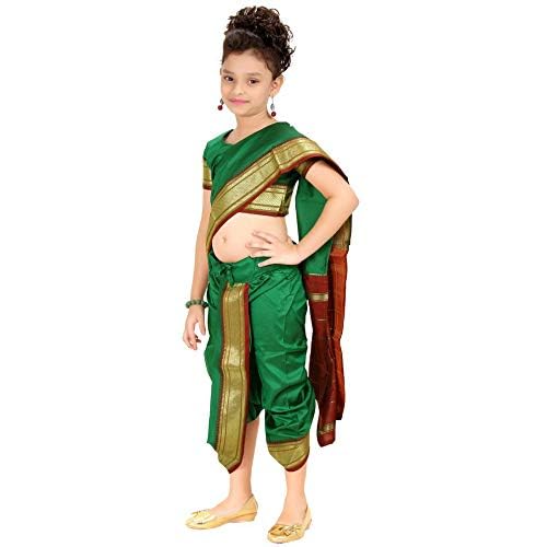 mylilprincess My Lil Princess Girls, Silk Blend _Kids Saree_Green_22_3-4 Years - Image 3