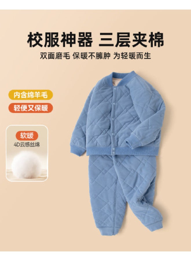 Doodle Home kids Thermal Underwear Set - Thickened Winter Coat & Pants Two-piece Outfit For Boys And Girls - Image 1