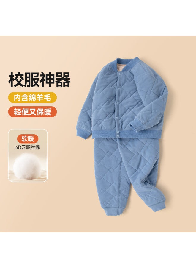 Doodle Home kids Thermal Underwear Set - Thickened Winter Coat & Pants Two-piece Outfit For Boys And Girls - Image 2