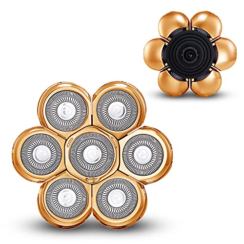 YHAYHO 7 Heads Shaver Replacement Head for Electric Head Shaver 7 Blades 7D Replacement Bald Head Shaver Head Blade 7 Heads Electric Razor Shaver Head(Metallic Color Gold) - Image 1
