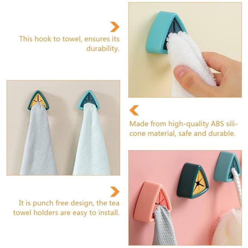 PREZONE Punch-Free Self Adhesive Towel Plug Holder Towel Hook, Self Adhesive Wall Hand Towel Rack, Triangular Plastic Rag Storage Rack, Can be Used in Bathrooms, Kitchens and Homes,Cabinets(pack of 4) - Image 4