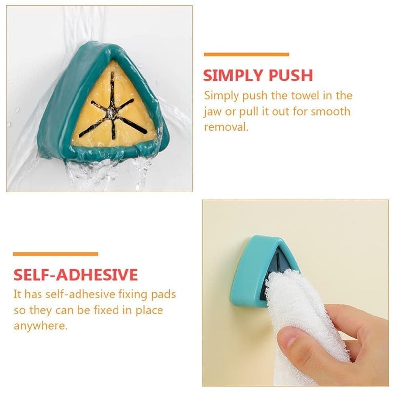 PREZONE Punch-Free Self Adhesive Towel Plug Holder Towel Hook, Self Adhesive Wall Hand Towel Rack, Triangular Plastic Rag Storage Rack, Can be Used in Bathrooms, Kitchens and Homes,Cabinets(pack of 4) - Image 3