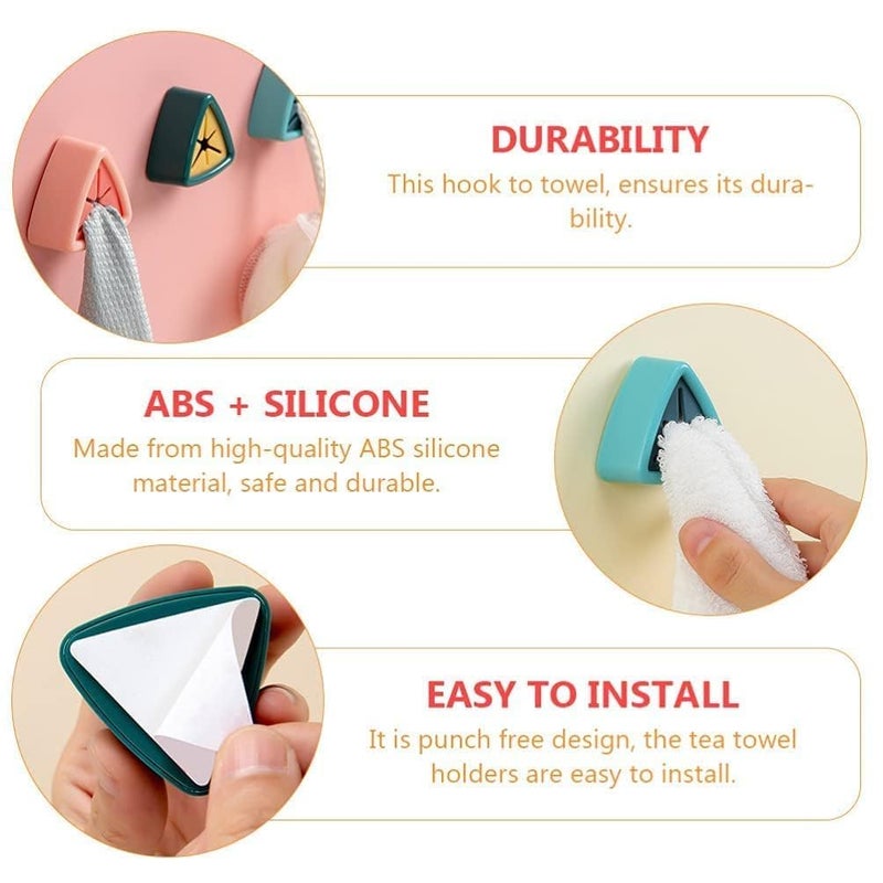 PREZONE Punch-Free Self Adhesive Towel Plug Holder Towel Hook, Self Adhesive Wall Hand Towel Rack, Triangular Plastic Rag Storage Rack, Can be Used in Bathrooms, Kitchens and Homes,Cabinets(pack of 4) - Image 5