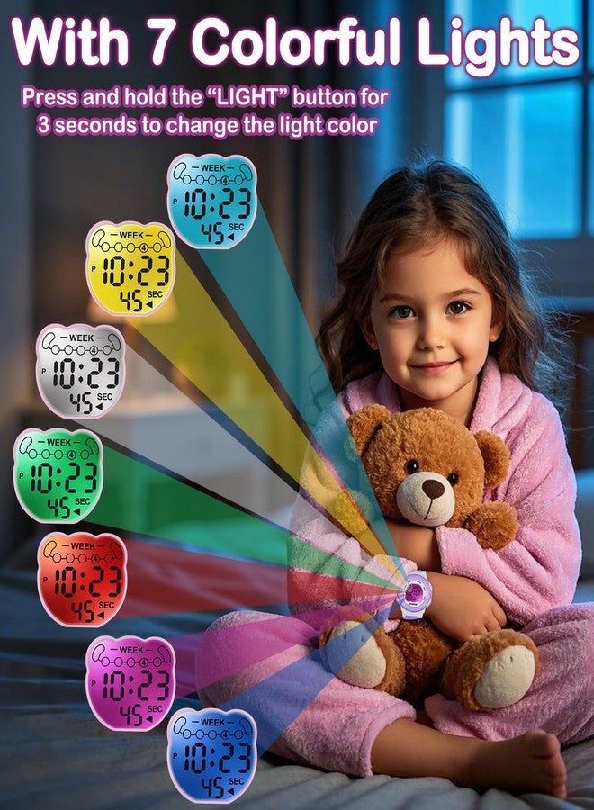 SOCICO Kids Digital Watches for Girls Boys, Waterproof 5ATM, 7 Color Lights Waterproof Watches for Kids with Alarm Stopwatch, Soft Band Wrist Watch for Girls and Boys Ages 5-12. - Image 2
