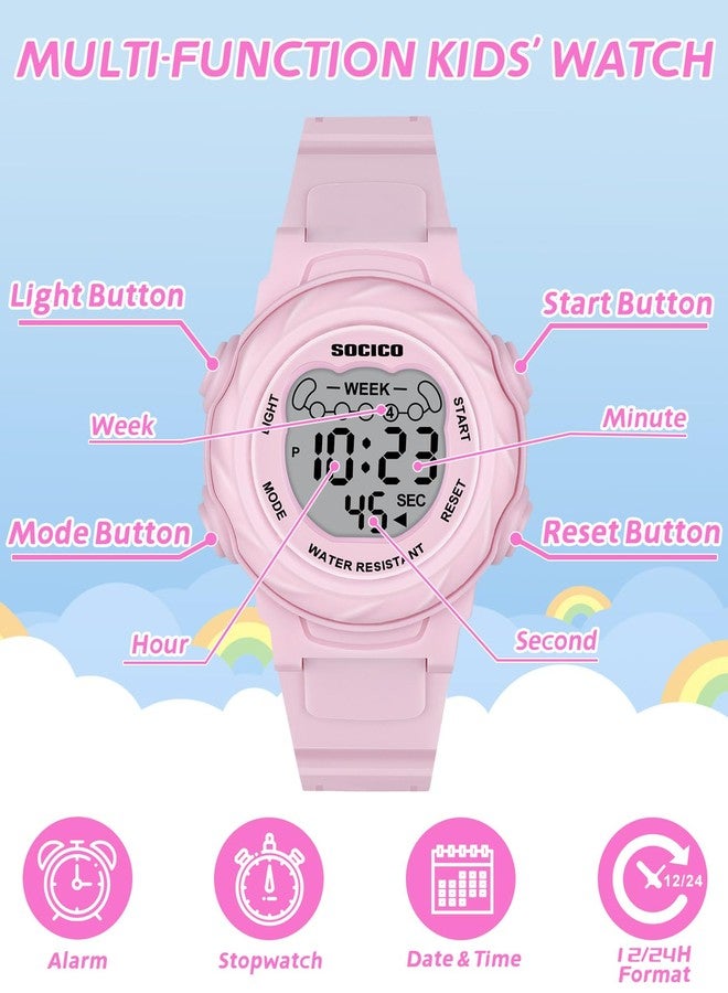 SOCICO Kids Digital Watches for Girls Boys, Waterproof 5ATM, 7 Color Lights Waterproof Watches for Kids with Alarm Stopwatch, Soft Band Wrist Watch for Girls and Boys Ages 5-12. - Image 3