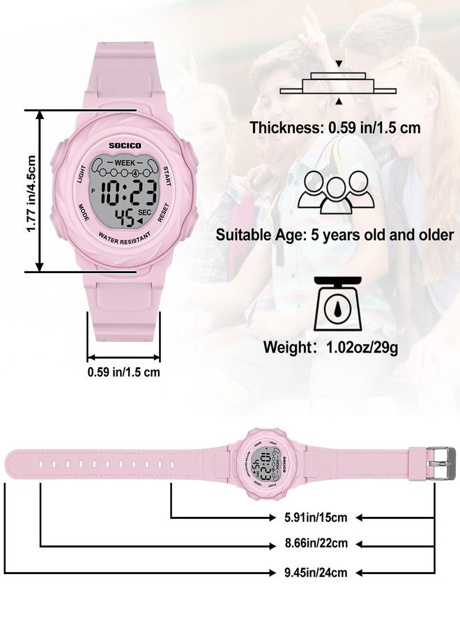 SOCICO Kids Digital Watches for Girls Boys, Waterproof 5ATM, 7 Color Lights Waterproof Watches for Kids with Alarm Stopwatch, Soft Band Wrist Watch for Girls and Boys Ages 5-12. - Image 5