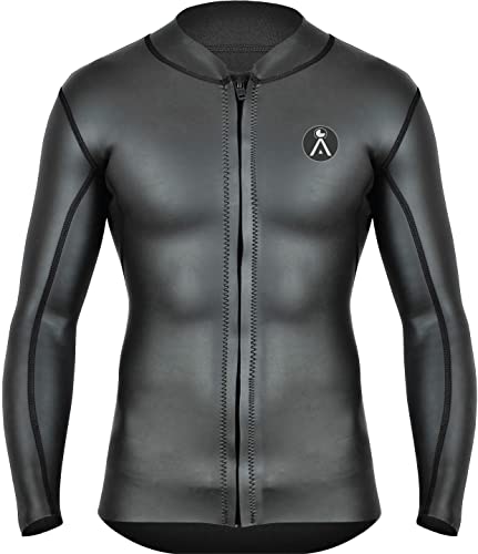 A Vebodi Mens Surf Wetsuit Top Mens 15mm Neoprene Surfing Jacket Long SleeveFront Zipper Vest Wet Suit Top Small - Image 1