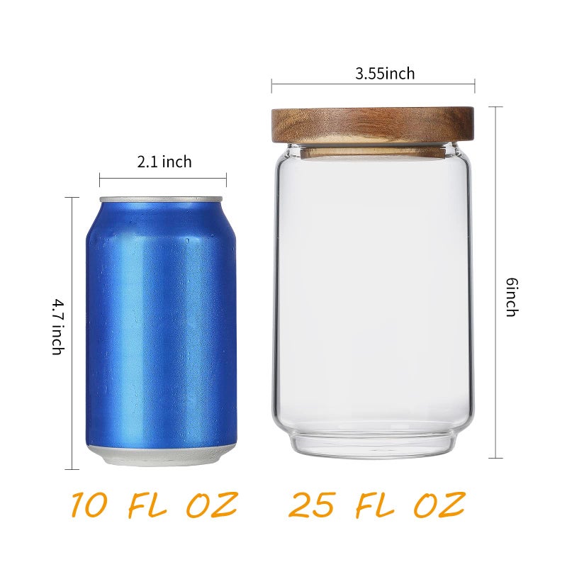 Homtop Glass Storage Jars Set of 3  25 OZ HIgh Borosilicate Glass Containers Kitchen Food Canisters with Acacia Wood Lids for Coffee Beans/Sugar/Tea/Nuts - Image 2