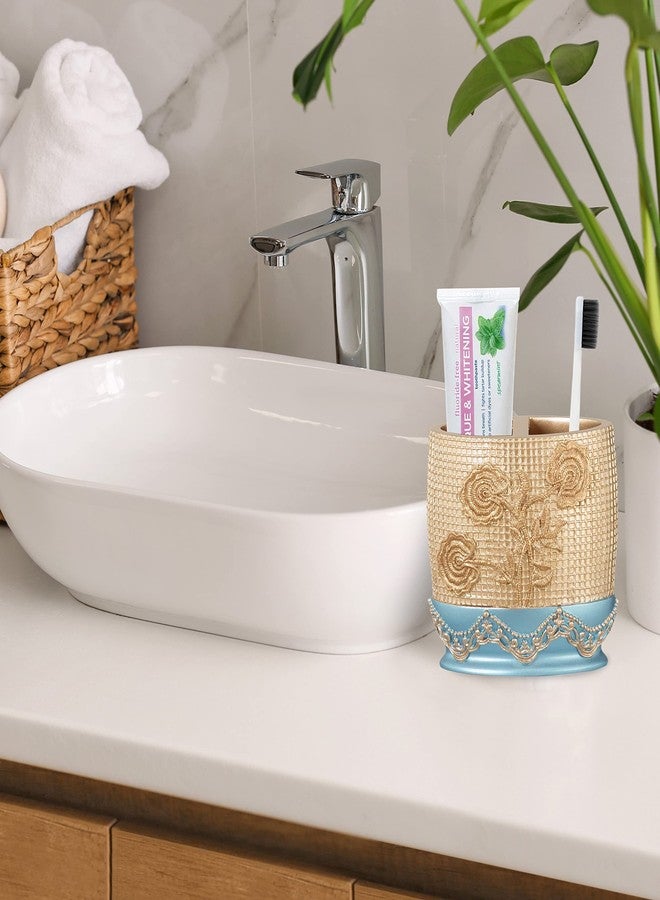 Popular Bath Ombre Rose Design Tooth Brush Holder, Blue - Image 3