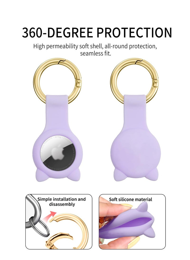 SYOSI - Cute Airtag Holder Air tag Keychain for AirTag Tracker, Protective AirTag Case with Anti-Lost Keychain, Anti-Drop Scratch Airtag Holder Keychain Accessories for Kids Pets Backpacks (2 Pack) - Image 1