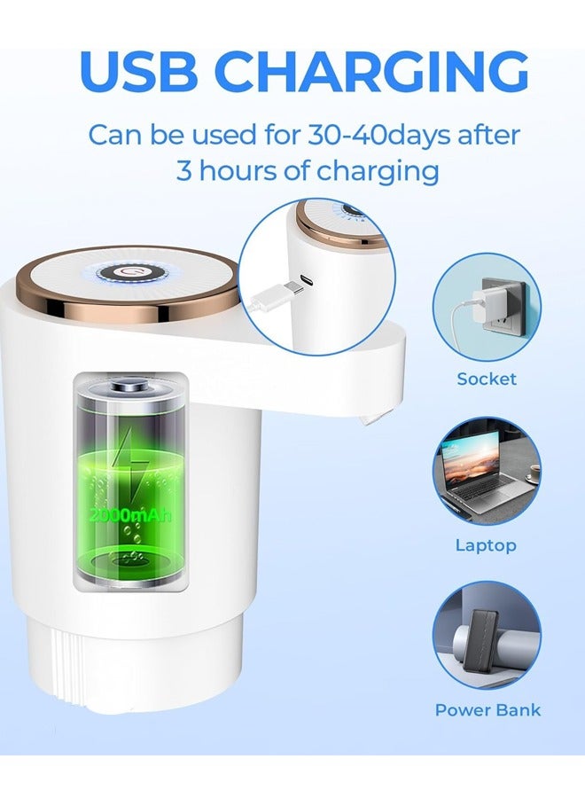 صاروخ فلاير مضخة موزع مياه كهربائية ، مضخة مزدوجة عالية القدرة حصانية ، منافذ مياه مزدوجة ، واجهة من النوع C شحن وعاء مضخة مياه كهربائية محمولة ، شحن USB C ، مكتب ، منزل ، مطبخ أبيض - Image 3