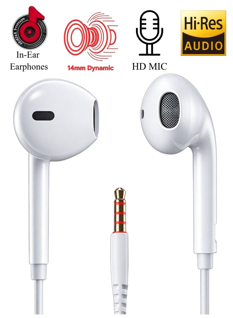 WEKOME 14MM Dynamic driver Type-3.5mm Wired Earphones with Microphone and In-line Control, Half In-Ear HiFi Sound Wired Headphones for Smartphones and Laptops - Image 1