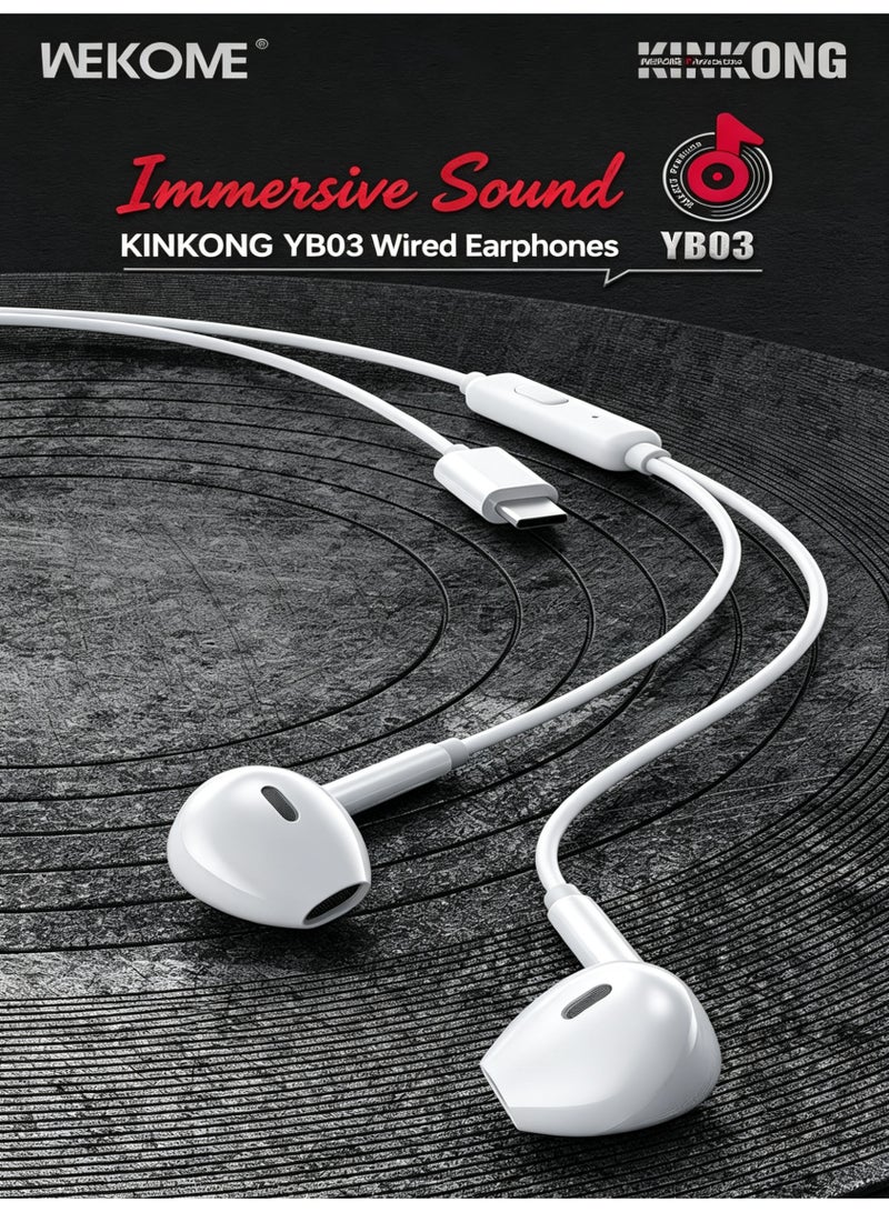 WEKOME 14MM Dynamic driver Type-3.5mm Wired Earphones with Microphone and In-line Control, Half In-Ear HiFi Sound Wired Headphones for Smartphones and Laptops - Image 4